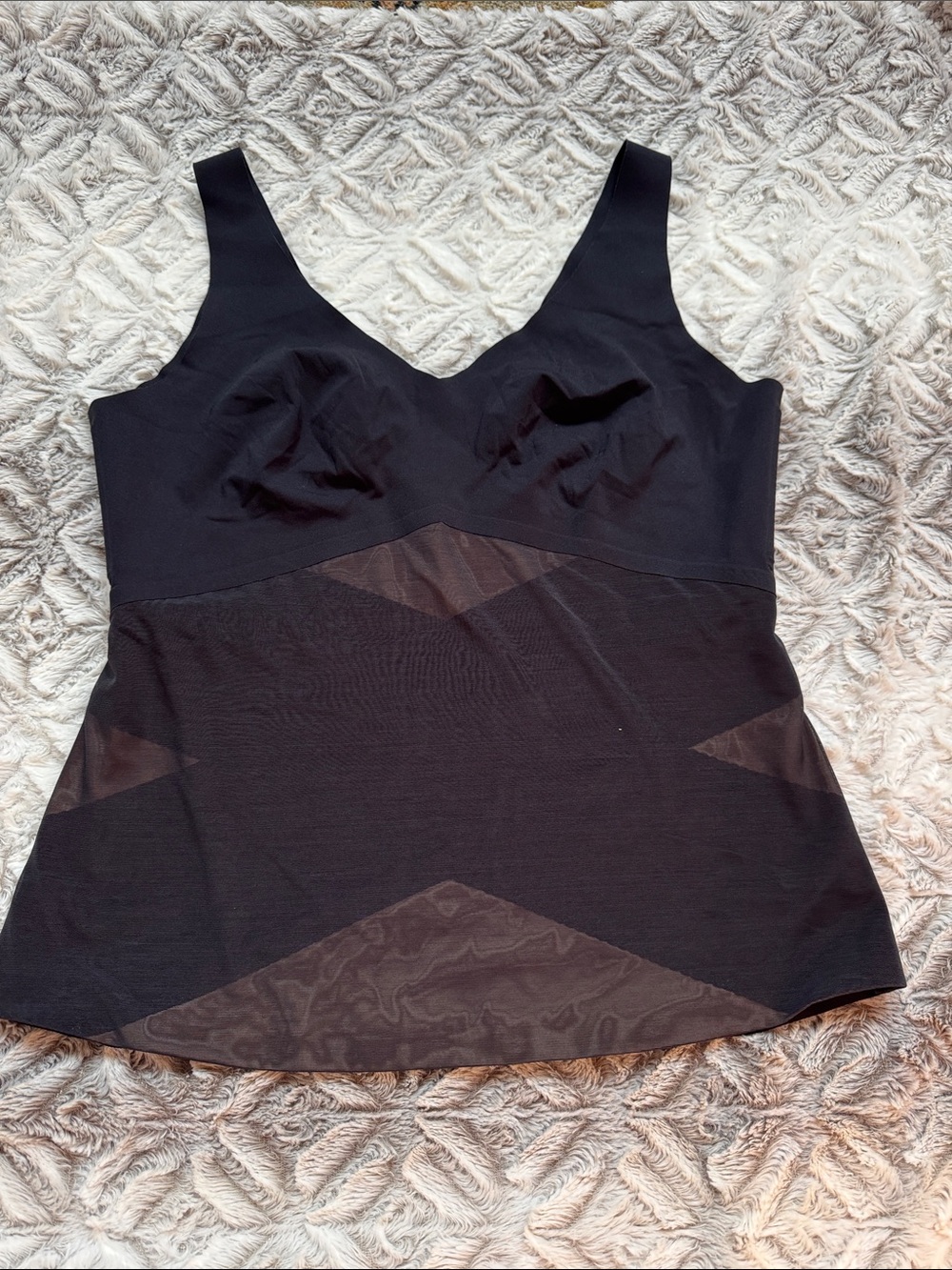 Black Mesh Paneled Tank Top
